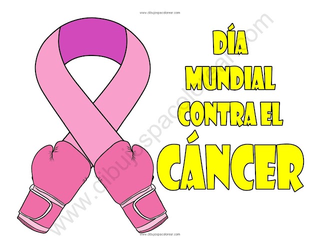 Día Mundial contra el Cáncer dibujo a color y para colorear